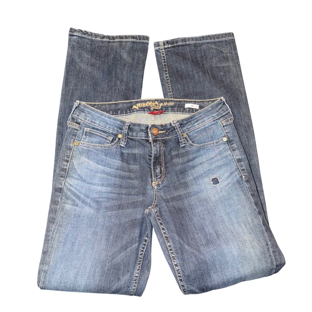 Arizona Jean Co Bootcut Jeans Womens 7 Blue Good Distressed Low Rise Patched